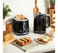 (Black) HOMCOM 1.7L 3000W Kettle and 2 Slice Toaster with Keep Warm Memory Function