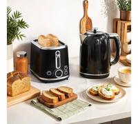 Homcom 1.7L 3000W Kettle And 2 Slice Toaster With Keep Warm Memory Function In Black Black