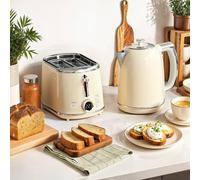 Homcom 1.7L 3000W Kettle And 2 Slice Toaster With Keep Warm Memory Function In Cream Cream