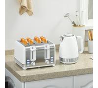 HOMCOM 1.7L 3000W Quick Boil Kettle and 4 Slice Toaster Set Crumb Tray Black