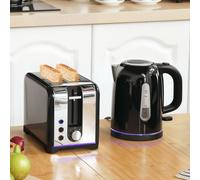 HOMCOM 1.7L 3000W Rapid Boil Jug Kettle & 2-Slice Toaster Set in Black HOMCOM Black