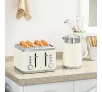 HOMCOM Rapid Boil Kettle & 4 Slice Toaster Set w/Strix Thermostat, 1.7L 3000W in Cream HOMCOM Cream