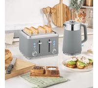 Homcom 1.7L 3000W Rapid Boil Kettle And 4 Slice Toaster Set Crumb Tray In Taupe Taupe