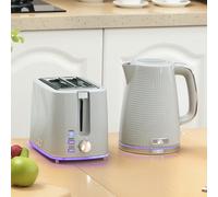 HOMCOM 1.7L 3000W Rapid Boil Kettle and 2 Slice Toaster Set Crumb Tray Grey - Kettle: 22.2 x 16.7 x 23.2 cm, Toaster: 26.6 x 16.4 x 18.3 cm - Kettle and Toaster Set - Grey