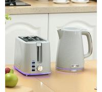 HOMCOM Kettle and Toaster Set, 1.7L 3000W Rapid Boil Jug Kettle with Otter Thermostat, Limescale Filter, 2 Slice Toaster with 7 Browning Controls, Crumb Tray, Grey