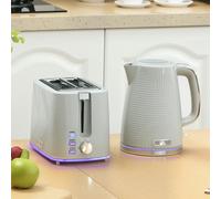 HOMCOM 1.7L 3000W Rapid Boil Kettle and 2 Slice Toaster Set Crumb Tray Grey - Kettle: 22.2 x 16.7 x 23.2 cm, Toaster: 26.6 x 16.4 x 18.3 cm - Kettle and Toaster Set - Grey