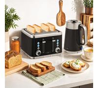 Homcom 1.7L 3000W Rapid Boil Kettle And 4 Slice Toaster Set Crumb Tray Black