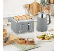 HOMCOM 1.7L 3000W Rapid Boil Kettle and 4 Slice Toaster Set Crumb Tray - Tan | TJ Hughes
