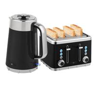 HOMCOM 1.7L 3000W Rapid Boil Kettle & 4 Slice Toaster Set Crumb Tray in Black HOMCOM Black