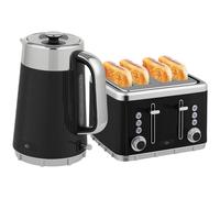 HOMCOM Electric Stainless Steel Kettle and Toaster Set, 3000W 1.7L UK Strix Thermostat Fast Boil Kettle w/Limescale Filter, Cool Touch Body, 4 Slice Toaster with 7 Browning Levels, Crumb Tray, Taupe