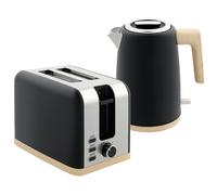 1.7L Electric Fast Boil Kettle and 2 Slice Toaster Set HOMCOM Black 2 Pack