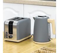 HOMCOM 1.7-Litre Electric Fast-Boil Kettle and Two-Slice Toaster with Seven Browning Levels - Grey, Grey