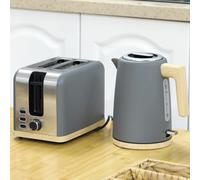 HOMCOM 1.7L Electric Fast Boil Kettle and 2 Slice Toaster Set - Grey - 22.4L x 15.6W x 23.9Hcm