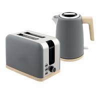 HOMCOM 1.7L Electric Fast Boil Kettle and 2 Slice Toaster Set - Grey - 22.4L x 15.6W x 23.9Hcm