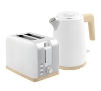HOMCOM 1.7L Electric Fast Boil Kettle and 2 Slice Toaster Set, White