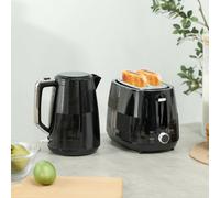 HOMCOM 800-233V70BK Black 1.7L Fast Boil Electric Kettle 3000W and 2 Slice Water Toaster Set - Size: 2 Slice & 1.7L - Wilko