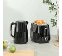 HOMCOM 1.7-Litre Fast-Boil Kettle and Two-Slice Toaster with Seven Browning Levels - Black, Black