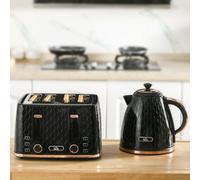 HOMCOM 1.7L Kettle & Toaster Set with Defrost, Reheat & Crumb Tray in Black HOMCOM Black