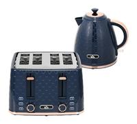Homcom 1.7L Kettle And Toaster Set With Defrost Reheat And Crumb Tray Blue Blue