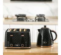 HOMCOM 1.7L Kettle & Toaster Set with Defrost, Reheat & Crumb Tray in Black HOMCOM Black