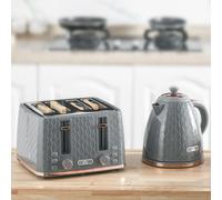 Homcom 1.7L Kettle And Toaster Set With Defrost, Reheat And Crumb Tray In Grey Grey One Size