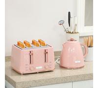 Homcom 1.7L Kettle And Toaster Set With Defrost Reheat And Crumb Tray In Light Pink Light Pink One Size