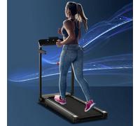HOMCOM Black 5 Speed 600W Foldable Electric Treadmill With Safety Lock LED Screen, Black