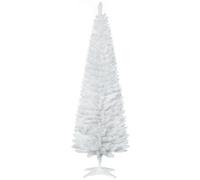 HOMCOM 1.8m 6ft Artificial Pine Pencil Slim Tall Christmas Tree with 390 Branch Tips Xmas Holiday Décor with Stand White Aosom UK