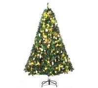 HOMCOM 1.8m 6ft Pre-Lit Artificial Christmas Tree 200 LED Xmas Tree Holiday Décor with Decorative Balls Ornament Metal Stand