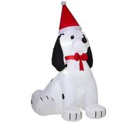 Homcom 1.8m Inflatable Christmas Puppy Dog with Santa Hat Lighted Blow Up Decoration