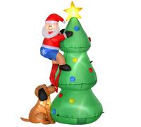 HOMCOM 1.8m Inflatable Christmas Tree, LED Lighted with Santa Claus Dog for Home Indoor Outdoor Garden Lawn Decoration Party Prop