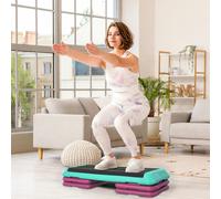 HOMCOM 3-Level Aerobic Step 10/15/20cm Steppers for Exercise Workout w/Non-Slip Top Compact Stepper Home Office Indoor Outdoor Fitness Equipment