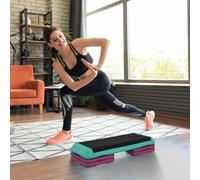HOMCOM 3-Level Aerobic Step 10/15/20cm Steppers for Exercise Workout w/Non-Slip Top Compact Stepper Home Office Indoor Outdoor Fitness Equipment