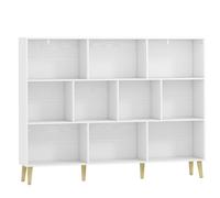 HOMCOM 10-Cube Bookcase, 3-Tier Book Shelf with Solid Wood Legs, 140 cm Modern Bookshelf with Anti-Tip Kit for Bedroom, White