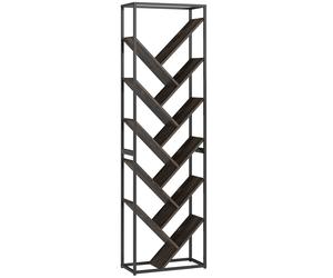 HOMCOM 10 Shelf Industrial-Style Bookshelf - Black/Grey