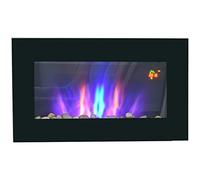 1000W Wall Mounted Tempered Glass Electric Fireplace Heater Black