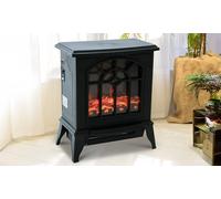 Freestanding Electric Fireplace Heater with Flame Effect, Black