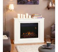 HOMCOM 1000W/2000W Inset Electric Fire and Mantel Reach up to 30 m², White