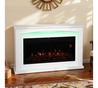 HOMCOM 121 cm Electric Fireplace Realistic Flame Effect Remote White