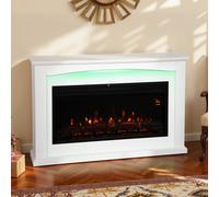 HOMCOM 1000W/2000W Inset Electric Mantel & Fire Reach up to 30 m², White HOMCOM White