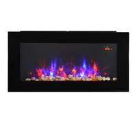 HOMCOM 1000W/2000W LED Electric Fireplace w/ Automatic Function Remote Faux Flame Wall Home Heater Backlight Timer Sleek Stylish