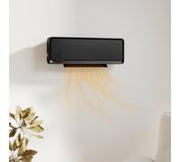 HOMCOM Wall Downflow Heater 2 Heat and Fan 1000W/2000W, Electric Space Heater with Timer Remote Oscillating, for Bedroom Home Office, Black