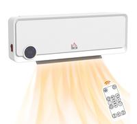 HOMCOM 1000W/2000W Wall Downflow Heater 10-49°C Temperature w/ Timer Remote - Grey | TJ Hughes White