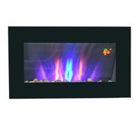 HOMCOM 1000W Wall Mounted Tempered Glass Electric Fireplace Heater Wall Fires Black