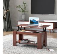 HOMCOM Modern Lift Top Coffee Table w/ Hidden Storage Bottom Shelf