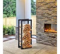 Homcom 100Cm Metal Firewood Log Holder Rack Elevated Design, Base Side Rails