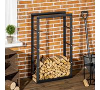 HOMCOM 100cm Metal Firewood Log Holder Rack Elevated Design, Base Side Rails