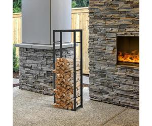 HOMCOM 100cm Metal Firewood Log Holder Rack Elevated Design, Base Side Rails