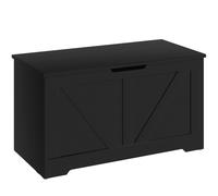 HOMCOM 100L Home Storage Box, with Safety Hinges - Black Wood-Effect