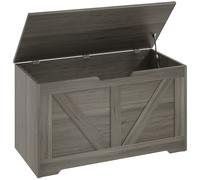 HOMCOM 100L Home Storage Box, with Safety Hinges - Charcoal Grey